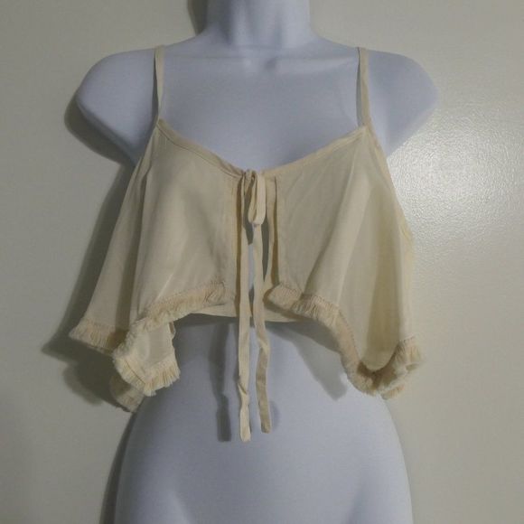 LF Run Cinta Run Cut Out Spaghetti Strap Crop Top Cream Small NWT - Picture 10 of 10
